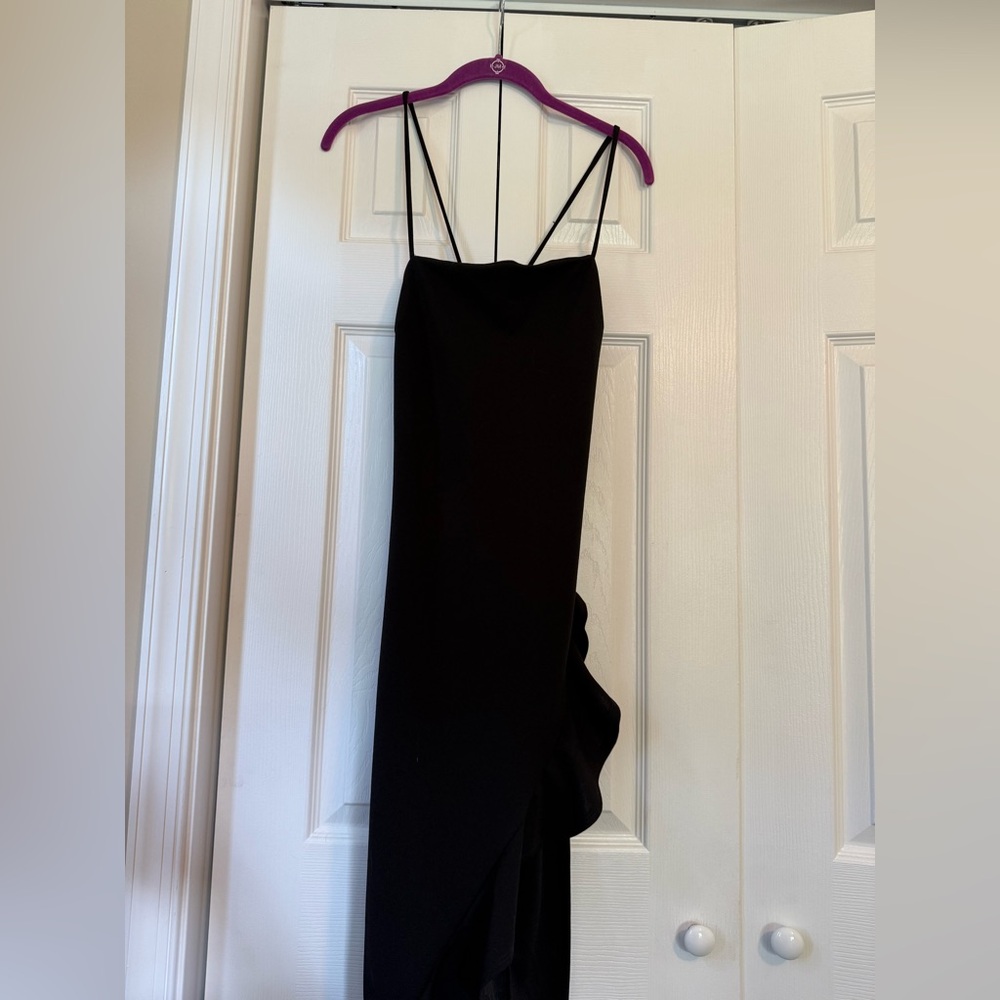 Windsor Black Midi Dress with Ruffle Detail